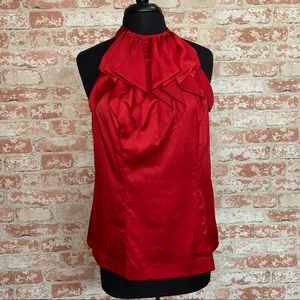 The Limited Satin Ruffle Front Tie Neck Halter Blouse